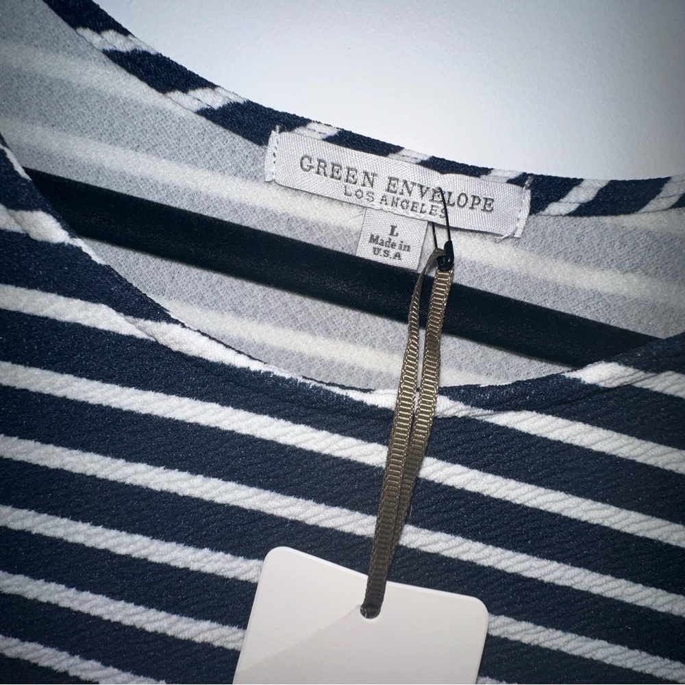 Adorable Blue and White Striped Sleeveless Dress by Green Envelope - NWT - Picture 2 of 8